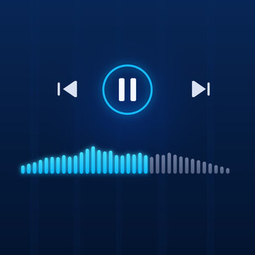 Modern Digital Music Player Interface with Audio Waveform
