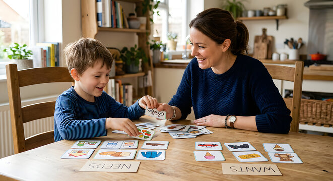 Parent Teaching Child Difference Between Needs and Wants