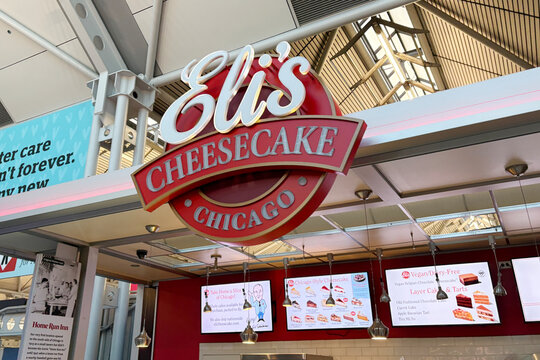  An Eli's Cheesecake of Chicago booth at O'Hare International Airport in Rosemont, Illinois on September 12, 2026.
