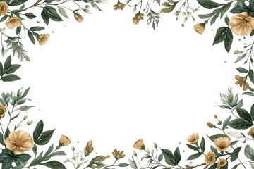 Fototapeta premium Dark botanical square frame with cream blossoms