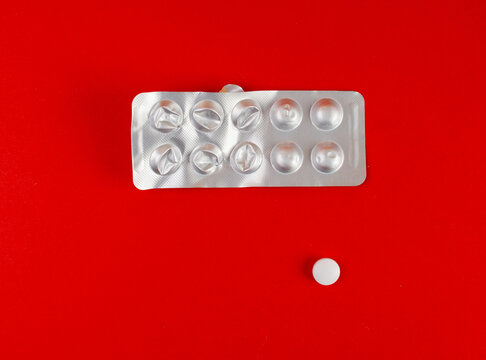 Pill Blister on Color Background, Silver Medicine Capsule Package, Drugs Packaging, Pill Pack