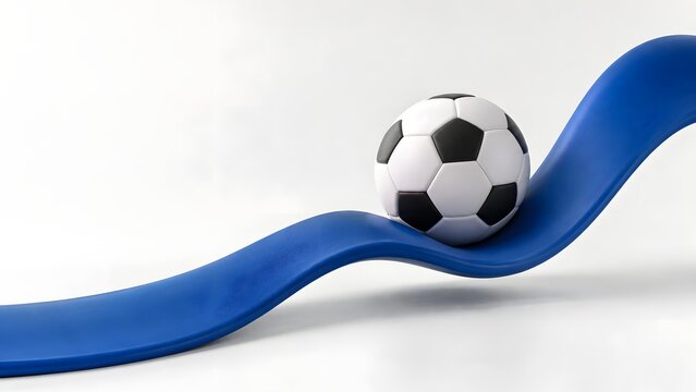 sports football polyurethane wave carrying a ball across a white studio background