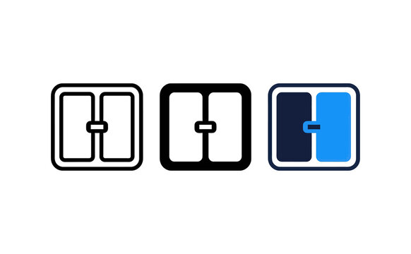 Minimalist light switch icon set showing different states against white background