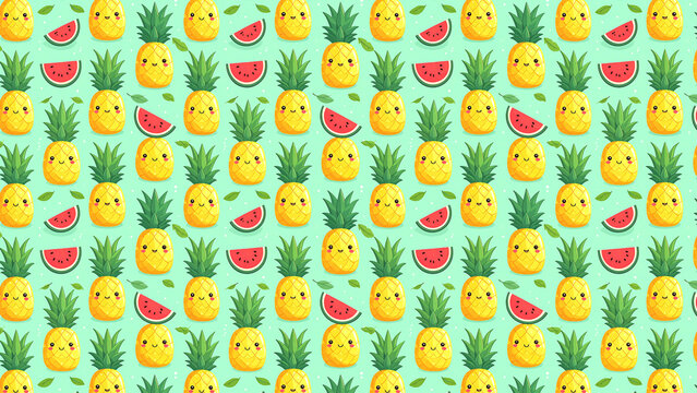 Cheerful pineapple pattern illustration