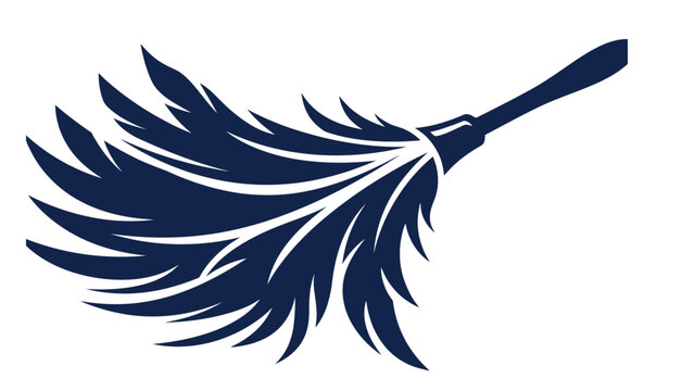 Blue feather duster icon featuring minimalist graphic style for professional household cleaning service brand identity design