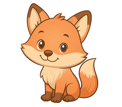 Cute Fox Mascot Character Sitting Isolated Vector Design