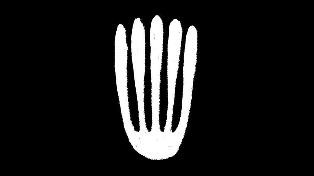 Hand-drawn white chalk abstract leaf shape element drawing on alpha 9
