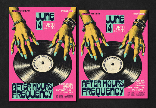 Retro Groovy DJ Party Layout
