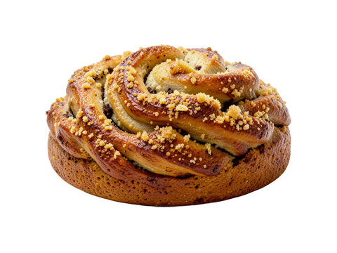 Fresh Artisan Cinnamon Babka Pastry Isolated on Pure White Studio Background