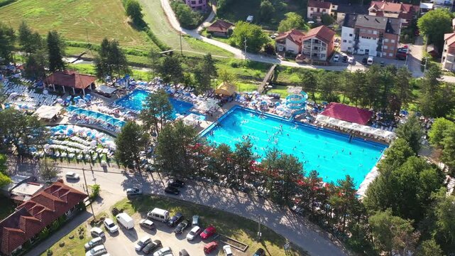 Aerial View of Vrujci Spa Complex and Outdoor Swimming Pool, Serbia