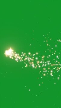 Magical glowing sparkle trail and stardust motion graphic on green screen, ai generated