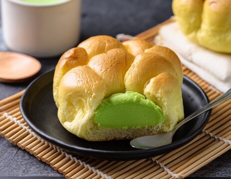 pandan custard bread thai dessert sweet