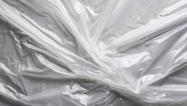 white crumpled plastic bag texture background clear cellophane wrap overlay effect for graphic design mockup