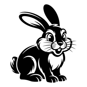 A detailed rabbit illustration presents a striking black silhouette