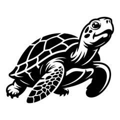 Fototapeta premium A detailed turtle illustration presents a striking black silhouette