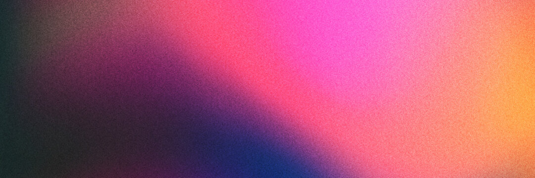 Vibrant grainy gradient background with neon pink and purple light leaks. Abstract soft focus texture, colorful blurred backdrop for modern design.