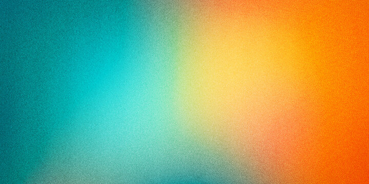 Vibrant grainy gradient background with teal and orange hues, soft blurred texture with film grain effect, colorful abstract backdrop for design