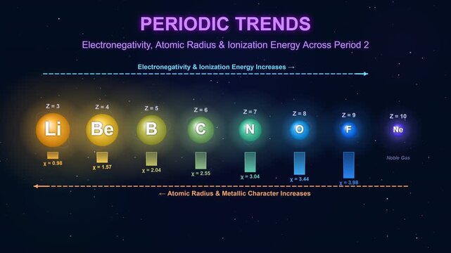 Periodic Table Trends Showing Electronegativity and Atomic Radius
