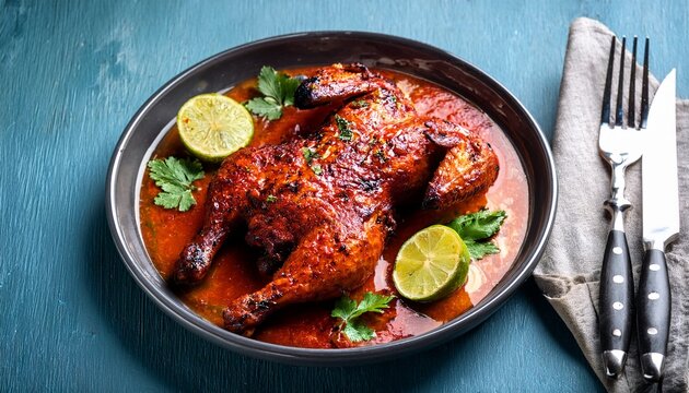 close up overhead view of peri peri chicken