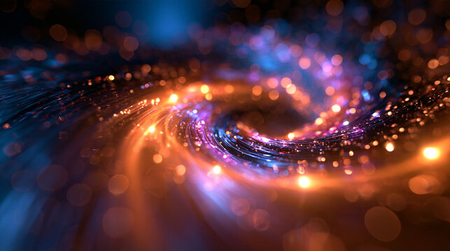 Abstract Glowing Energy Vortex with Swirling Light Particles