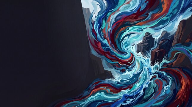 Abstract Swirling Waves and Colorful Water Currents Illustration