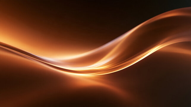 Abstract Glowing Golden Wave Over Dark Background