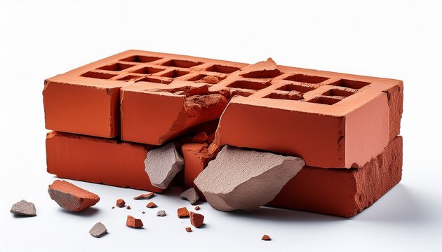 broken brick isolated on white