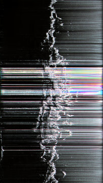 Magnetic tape dropout glitch close-up torn white streaks on black full frame