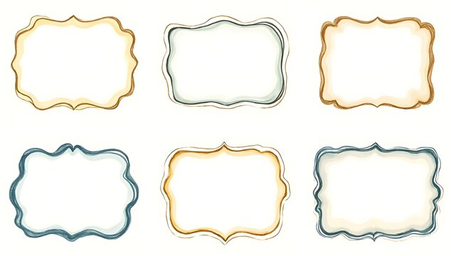 Set of six hand drawn doodle frames and decorative borders for creative design and text labels