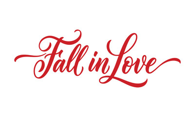 Obraz premium Fall in love red brush calligraphy lettering