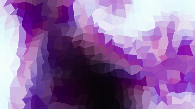 Purple geometric shapes swirl in soft motion. Abstract pattern shifts. Smooth transitions evoke calm