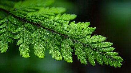 Fern frond macro texture delicate green leaflets in rows flat macro view © Mockup Bureau