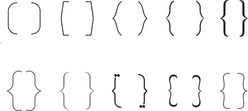 Set of hand-drawn bracket symbols, curly braces, and parenthesis for design and typography.png