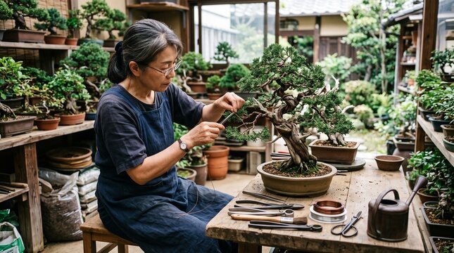 Bonsai artist working