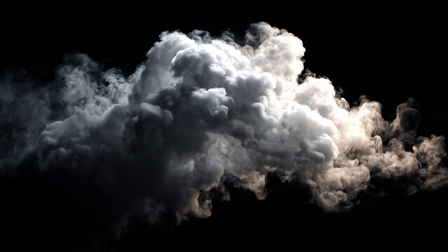 Billowing Smoke Cloud With Warm Golden Rim Light on Black Background