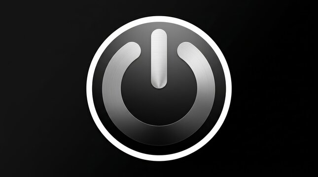 Minimalist power button icon illustration with a sticker-like appearance.