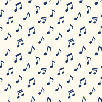 音符のシームレスパターン 濃紺と生成り