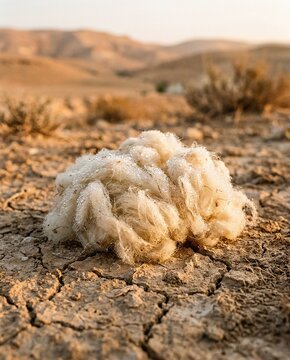 gideon's fleece covered in morning dew on dry cracked earth biblical concept - ai generated