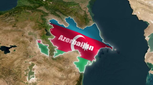 Azerbaijan 3D 4K Map Animation with National Flag Create By Fter Effect and Geographic Borders