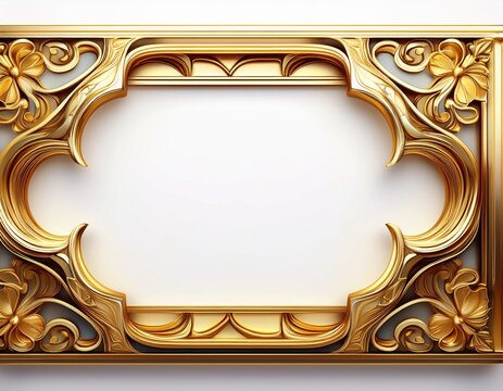 golden frame corner bracket design with white background