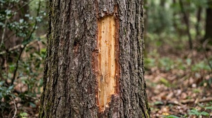 Obraz premium Sustainable Bark Harvesting Living Elm Tree