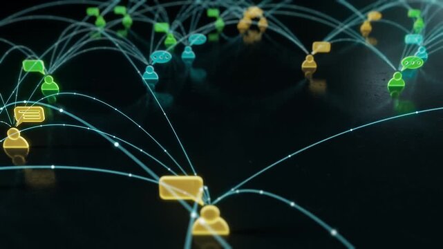 Social networked people interconnected digital communities 3D animation
