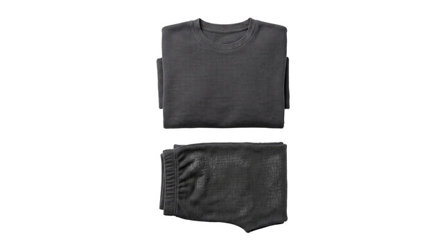 Dark Gray Thermal Long Sleeve Shirt and Pants Set Folded Isolated on White Background vector illustration