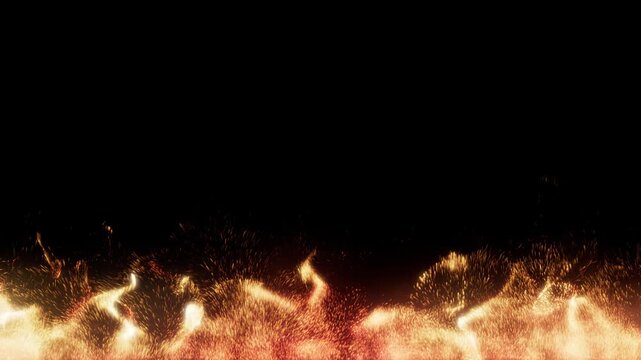 Golden particle flame border effect background loop playback