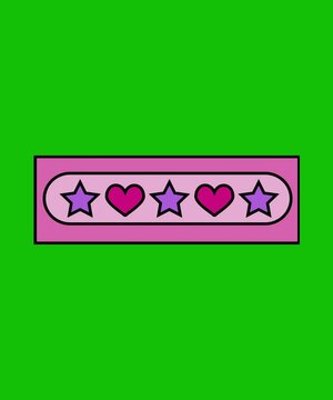 Five-star rating panel with alternating stars and hearts