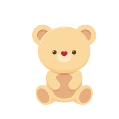 Obraz premium Cute Teddy Bear Illustration with Heart Nose