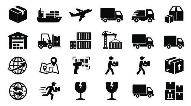 Logistics and Shipping Icons Set Cargo Delivery Transportation Icons