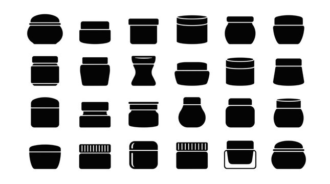 Collection of Black Silhouette Cosmetic Jars and Containers