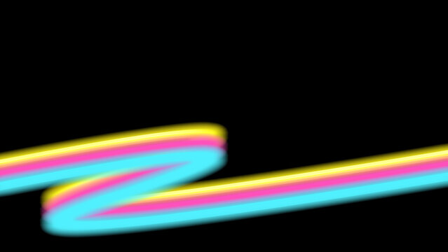 Black background with yellow, pink, and blue glowing neon wavy lines