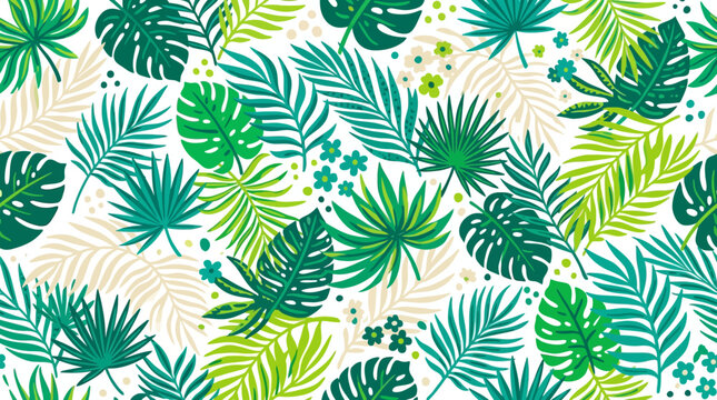 Tropical Leaves Pattern: Exotic Jungle Foliage, Palm Leaves, Monstera, Vibrant Green